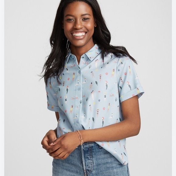 Simons Tops - Simons X Kate Pugsley sirens novelty print blouse